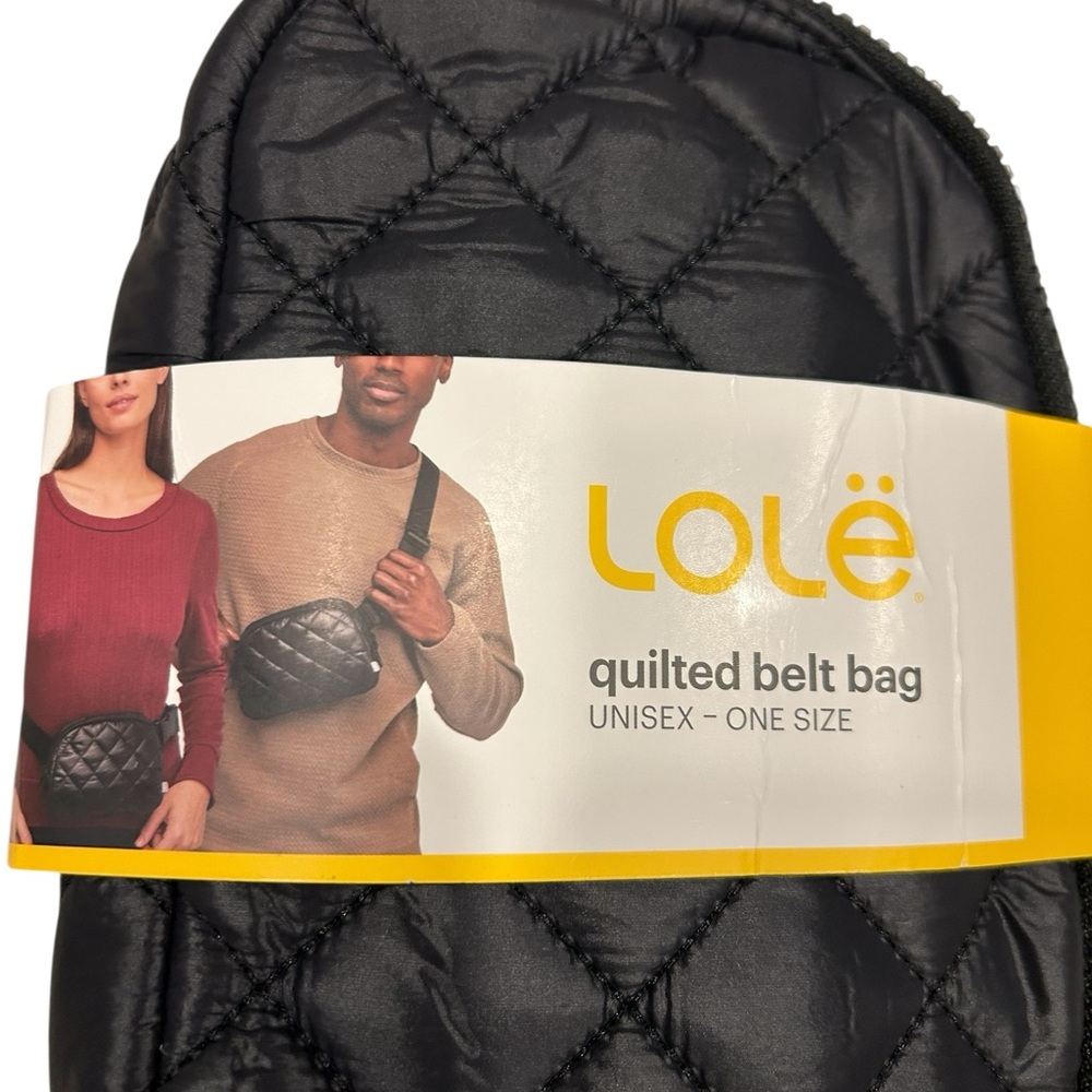 Lole Quilted Belt Bag Black Unisex Recycled Nylon Crossbody Waist Pack NWT